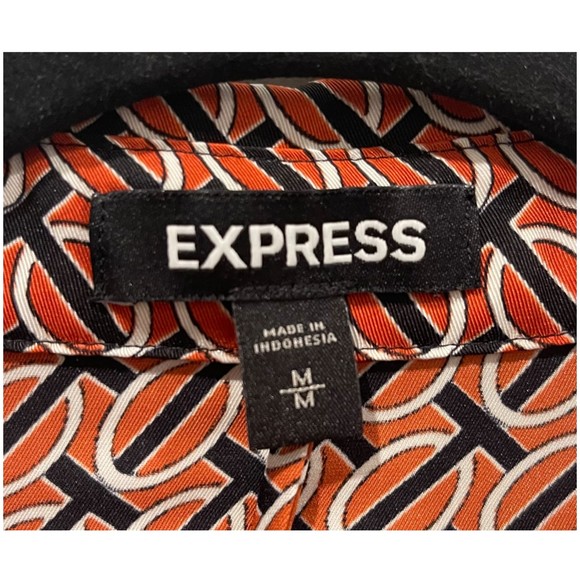 EXPRESS Brown Black Button Down Long Sleeve Shirt - Picture 2 of 3